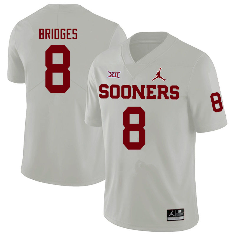 Men #8 Trejan Bridges Oklahoma Sooners Jordan Brand College Football Jerseys Sale-White